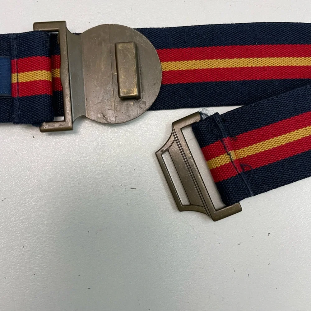 Polo Ralph Lauren Belt Stretchy Elastic Metal Buckle Blue Red Yellow Bronze